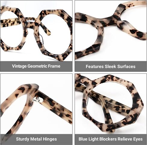 Zeelool Readers Thick Oversized Geometric Reading Eyeglasses for Women with Standard Anti-Reflective Coating Hugh ZOP01887 in Saudi Arabia