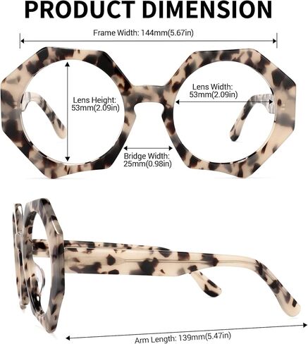 Zeelool Readers Thick Oversized Geometric Reading Eyeglasses for Women with Standard Anti-Reflective Coating Hugh ZOP01887 in Saudi Arabia