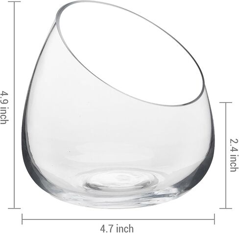 MyGift 5 Inch Premium Clear Glass Air Plant Terrarium, Mini Slant Cut Decorative Bowl Jar for Candy, Tealight Candle, Succulent Plant, Cactus, Set of 4 in Saudi Arabia