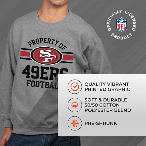 Team Fan Apparel NFL Adult Property Of Crewneck Fleece Sweatshirt - Men & Women - Stay Warm & Represent Your Team in Style in Kuwait