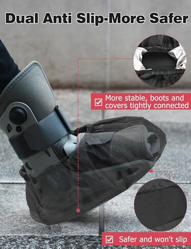 غطاء حذاء للمشي مكسور، أغطية أحذية مقاومة للماء مع طلاء مقاوم للماء مقاس 13.8 بوصة × 5.3 بوصة، أغطية أحذية طبية مضادة للانزلاق قابلة لإعادة الاستخدام بنعل مطاطي - عبوة كبيرة من قطعتين in Kuwait