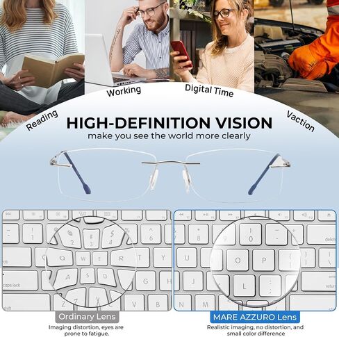 MARE AZZURO Lightweight Reading Glasses Men Women Titanium Readers 1.0 1.25 1.5 1.75 2.0 2.5 2.75 3.0 3.5 4.0 5.0 6.0 in Kuwait