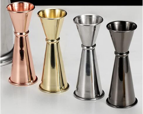 304 Stainless Steel Cocktail Double Jigger Japanese Style Measuring Oz Cup Bar Tool Shot for Bartending Bartender Jiggers Ounce Measurements Alcohol Drink Markings (1oz/2oz, Rose gold) in Saudi Arabia