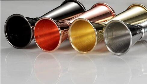 304 Stainless Steel Cocktail Double Jigger Japanese Style Measuring Oz Cup Bar Tool Shot for Bartending Bartender Jiggers Ounce Measurements Alcohol Drink Markings (1oz/2oz, Rose gold) in Saudi Arabia