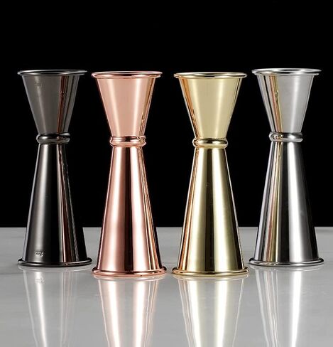304 Stainless Steel Cocktail Double Jigger Japanese Style Measuring Oz Cup Bar Tool Shot for Bartending Bartender Jiggers Ounce Measurements Alcohol Drink Markings (1oz/2oz, Rose gold) in Saudi Arabia