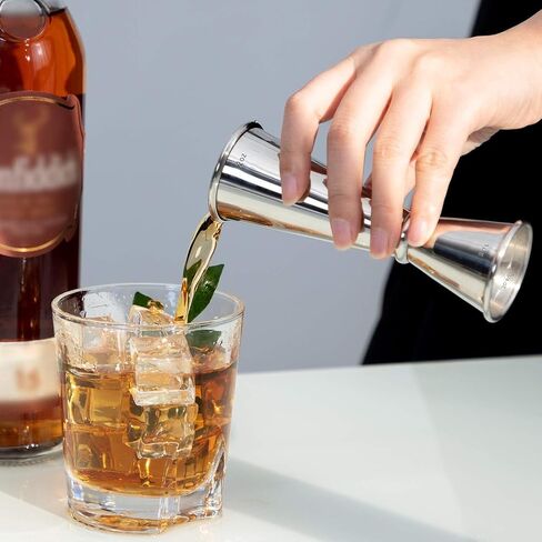 304 Stainless Steel Cocktail Double Jigger Japanese Style Measuring Oz Cup Bar Tool Shot for Bartending Bartender Jiggers Ounce Measurements Alcohol Drink Markings (1oz/2oz, Rose gold) in Saudi Arabia