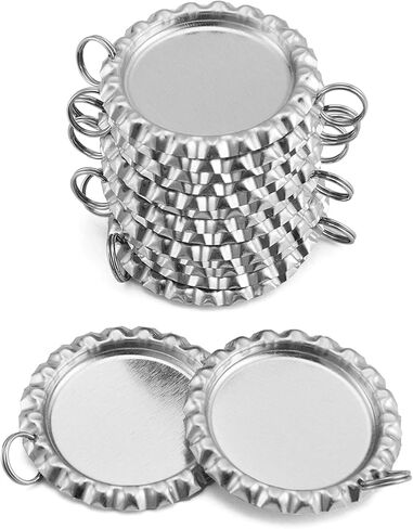 IGOGO 50 PCS Craft Flat Bottle Cap with Holes Flat- 8 mm Split Rings Attached Mixed Colors (10colors) for Hair Bows, DIY Pendants or Craft ScraPbooks in Kuwait