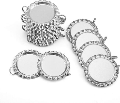 IGOGO 50 PCS Craft Flat Bottle Cap with Holes Flat- 8 mm Split Rings Attached Mixed Colors (10colors) for Hair Bows, DIY Pendants or Craft ScraPbooks in Kuwait