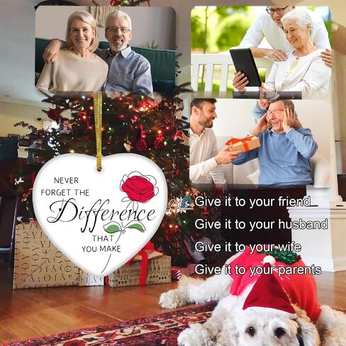 Thank You Gifts Appreciation Inspirational Gifts for Women-Mom, Coworkers, Teacher, Friends, Nurse, Farewell Retirement Goodbye Gifts-Never Forget The Difference You Make Ornament Ceramic-Heart1 in Saudi Arabia