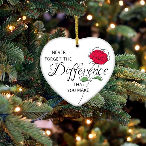 Thank You Gifts Appreciation Inspirational Gifts for Women-Mom, Coworkers, Teacher, Friends, Nurse, Farewell Retirement Goodbye Gifts-Never Forget The Difference You Make Ornament Ceramic-Heart1 in Saudi Arabia