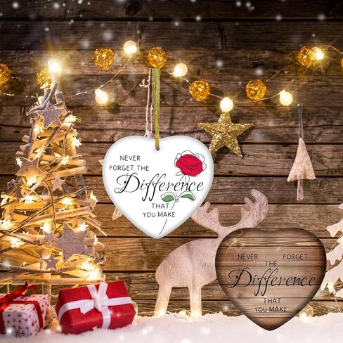 Thank You Gifts Appreciation Inspirational Gifts for Women-Mom, Coworkers, Teacher, Friends, Nurse, Farewell Retirement Goodbye Gifts-Never Forget The Difference You Make Ornament Ceramic-Heart1 in Saudi Arabia
