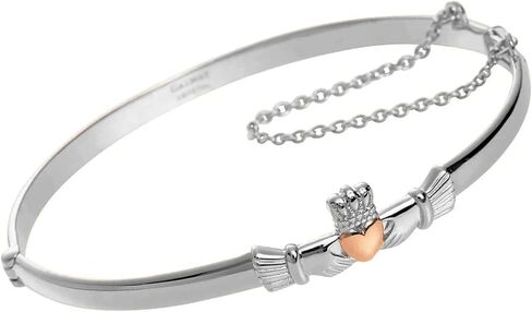 GALWAY 925 Sterling Silver & Gold Claddagh Bangle Bracelet - Hypoallergenic Irish Jewelry and Gift for Women in Kuwait