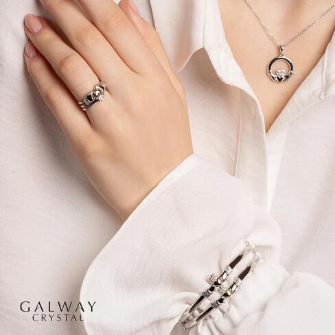 GALWAY 925 Sterling Silver & Gold Claddagh Bangle Bracelet - Hypoallergenic Irish Jewelry and Gift for Women in Kuwait