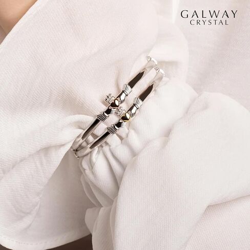 GALWAY 925 Sterling Silver & Gold Claddagh Bangle Bracelet - Hypoallergenic Irish Jewelry and Gift for Women in Kuwait