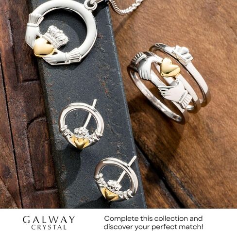 GALWAY 925 Sterling Silver & Gold Claddagh Bangle Bracelet - Hypoallergenic Irish Jewelry and Gift for Women in Kuwait