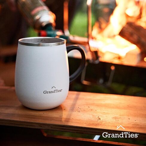 GRANDTIES Insulated Coffee Mug with Handle - Sliding Lid for Splash-Proof 16 oz Wine Glass Shape Thermos Tumbler with Double Walled Vacuum Stainless Steel to Keeps Beverages Hot or Cold - Pearl in Saudi Arabia