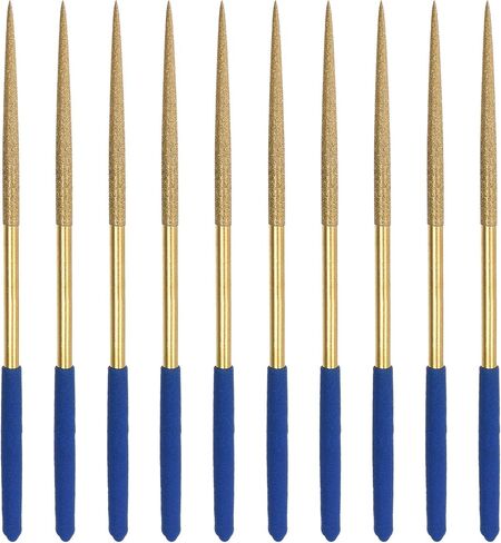 uxcell Diamond Needle File Set 3mm x 140mm, Round Files Titanium Coated Tools for Metal Wood Stone Glass, 10pcs in Saudi Arabia