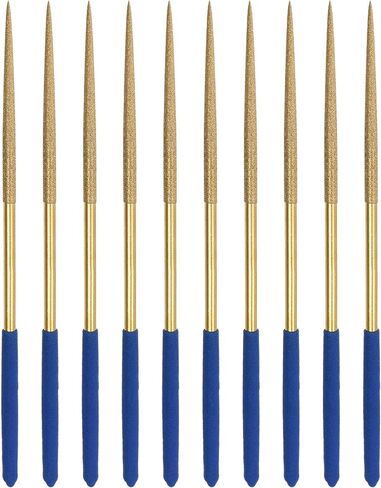 uxcell Diamond Needle File Set 3mm x 140mm, Round Files Titanium Coated Tools for Metal Wood Stone Glass, 10pcs in Saudi Arabia