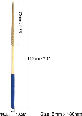 uxcell Diamond Needle File Set 3mm x 140mm, Round Files Titanium Coated Tools for Metal Wood Stone Glass, 10pcs in Saudi Arabia