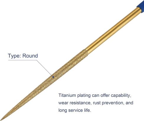 uxcell Diamond Needle File Set 3mm x 140mm, Round Files Titanium Coated Tools for Metal Wood Stone Glass, 10pcs in Saudi Arabia
