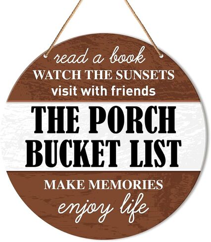 Patio Sign Decor, Patio Round Hanging Sign Decor Farmhouse Wall Decorations Outdoor Living Wood Sign for Porch, Deck, Backyard, Housewarming Gift for New House Home, Come Sit on The Patio with Me in Saudi Arabia