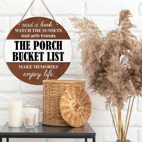 Patio Sign Decor, Patio Round Hanging Sign Decor Farmhouse Wall Decorations Outdoor Living Wood Sign for Porch, Deck, Backyard, Housewarming Gift for New House Home, Come Sit on The Patio with Me in Saudi Arabia