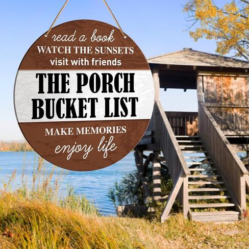 Patio Sign Decor, Patio Round Hanging Sign Decor Farmhouse Wall Decorations Outdoor Living Wood Sign for Porch, Deck, Backyard, Housewarming Gift for New House Home, Come Sit on The Patio with Me in Saudi Arabia