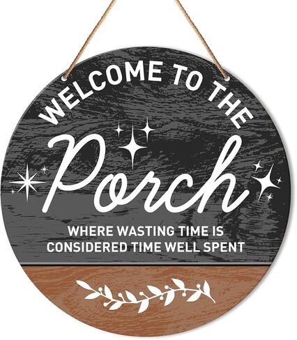 Patio Sign Decor, Patio Round Hanging Sign Decor Farmhouse Wall Decorations Outdoor Living Wood Sign for Porch, Deck, Backyard, Housewarming Gift for New House Home, Come Sit on The Patio with Me in Saudi Arabia