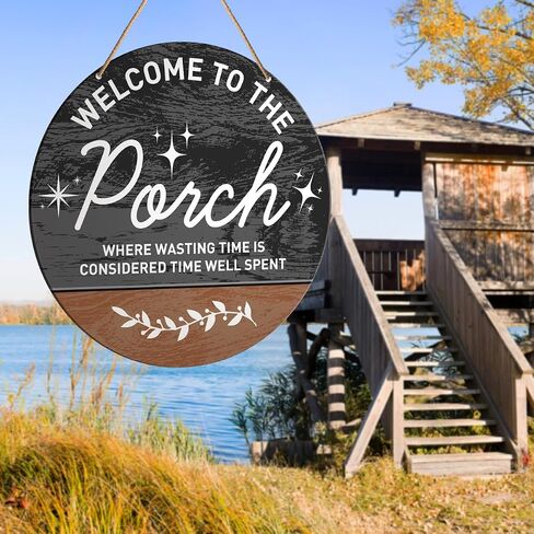 Patio Sign Decor, Patio Round Hanging Sign Decor Farmhouse Wall Decorations Outdoor Living Wood Sign for Porch, Deck, Backyard, Housewarming Gift for New House Home, Come Sit on The Patio with Me in Saudi Arabia