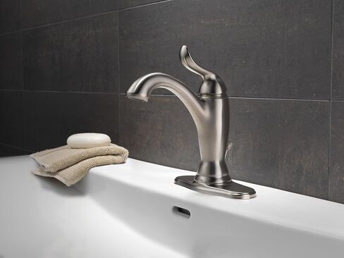 Delta Faucet Linden Single Hole Bathroom Faucet, Gold Bathroom Faucet, Single Handle, Diamond Seal Technology, Metal Drain Assembly, Champagne Bronze 594-CZMPU-DST in Saudi Arabia