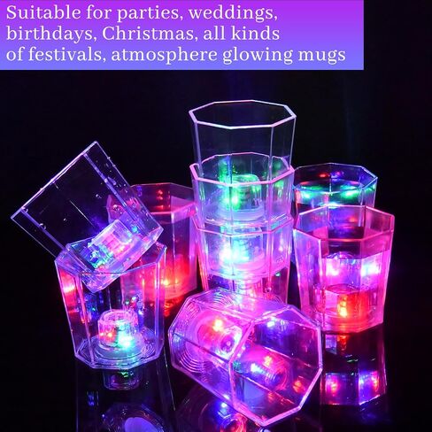 24 Pack Light Up Cups LED Flash Shot Glasses for Party Favors Supplies Adults Guests Glow In The Dark Shot Glasses Fun Plastic Party Cups for Birthday, Bar, Christmas, Halloween (2 OZ) in Saudi Arabia
