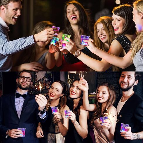 24 Pack Light Up Cups LED Flash Shot Glasses for Party Favors Supplies Adults Guests Glow In The Dark Shot Glasses Fun Plastic Party Cups for Birthday, Bar, Christmas, Halloween (2 OZ) in Saudi Arabia