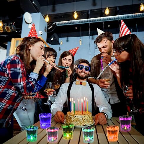 24 Pack Light Up Cups LED Flash Shot Glasses for Party Favors Supplies Adults Guests Glow In The Dark Shot Glasses Fun Plastic Party Cups for Birthday, Bar, Christmas, Halloween (2 OZ) in Saudi Arabia
