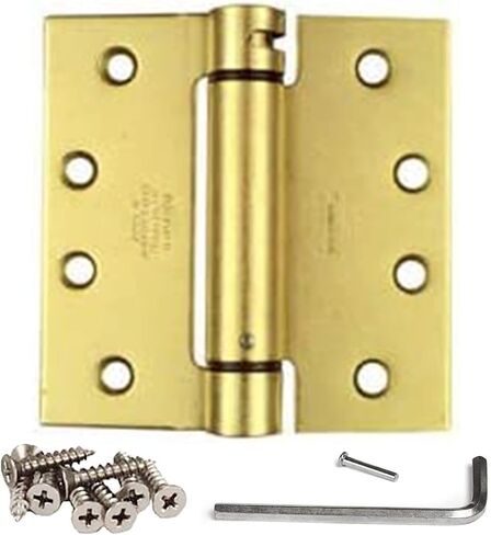 S. Parker Self Closing Slim Spring Hinges 4-1/2" X 4-1/2" for Medium and Heavyweight Metal Or Wood Doors in (Set of 3 Hinges) (Satin Brass) in Saudi Arabia