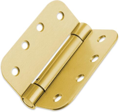 S. Parker Self Closing Slim Spring Hinges 4-1/2" X 4-1/2" for Medium and Heavyweight Metal Or Wood Doors in (Set of 3 Hinges) (Satin Brass) in Saudi Arabia