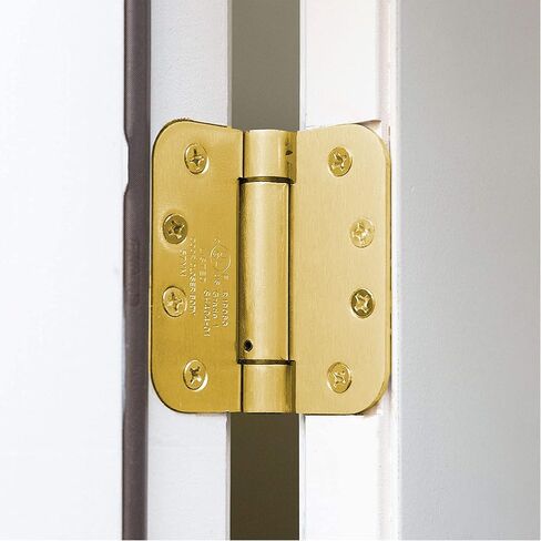 S. Parker Self Closing Slim Spring Hinges 4-1/2" X 4-1/2" for Medium and Heavyweight Metal Or Wood Doors in (Set of 3 Hinges) (Satin Brass) in Saudi Arabia