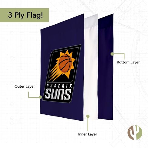 لافتة أعلام حديقة Desert Cactus Phoenix Suns Garden Team NBA الوطنية لكرة السلة 100% بوليستر (تصميم A) in Saudi Arabia