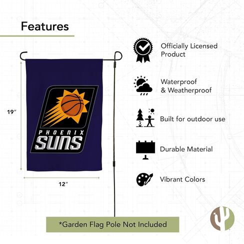 لافتة أعلام حديقة Desert Cactus Phoenix Suns Garden Team NBA الوطنية لكرة السلة 100% بوليستر (تصميم A) in Saudi Arabia