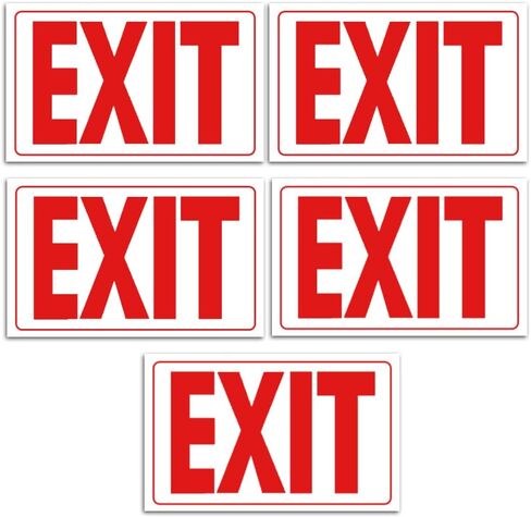 Exit Stickers. 10"×7"Fluorescent Sticker, Waterproof and wear-Resistant Safety exit Sign (5, Non Fluorescent-Red) in Saudi Arabia