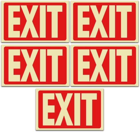 Exit Stickers. 10"×7"Fluorescent Sticker, Waterproof and wear-Resistant Safety exit Sign (5, Non Fluorescent-Red) in Saudi Arabia