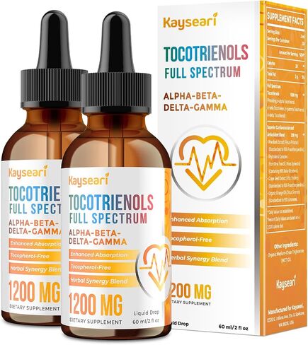 Full Spectrum of Tocotrienols Supplement 1200mg- Tocotrienol Vitamin E Liquid,Tocopherol-Free - Superior Cardiovascular and Antioxidant Blend - Higher Absorption - 30-Day Supply in Saudi Arabia