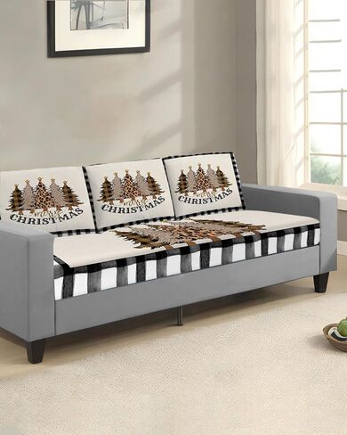 Prime Leader Sofa Covers Couch Cushion Covers, Christmas Grey Snowflakes Stretch Elastic Sofa Slipcovers Furniture Protector Couch Cover for Dogs Pet, Small, 3PCS in Saudi Arabia