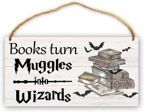 Halloween Decorations Books Turn Into Wizards Sign - Gothic Magic Gifts Hanging Wall Plaque Signs, Wizardry Sign For Front Door, Reading Nook Decor Home Library Decor 5 x10 Inch (13 x 25 cm) in Saudi Arabia