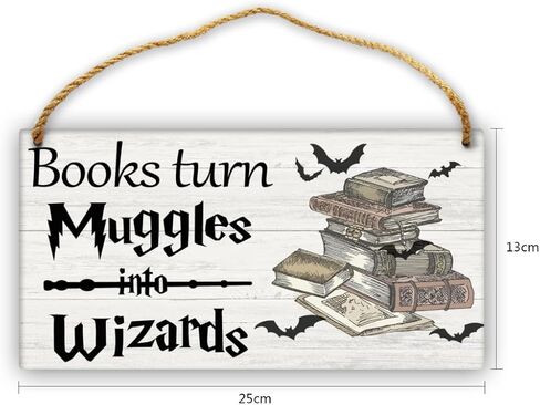 Halloween Decorations Books Turn Into Wizards Sign - Gothic Magic Gifts Hanging Wall Plaque Signs, Wizardry Sign For Front Door, Reading Nook Decor Home Library Decor 5 x10 Inch (13 x 25 cm) in Saudi Arabia