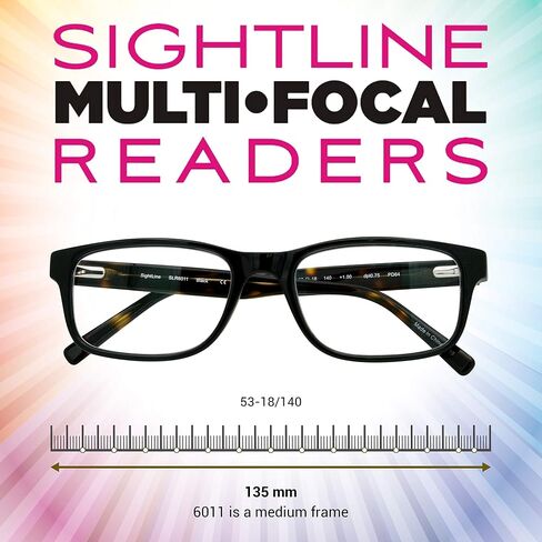 Sightline 6011 Progressive Multifocus Reading Glasses Premium Quality Acetate Frame AR Coated Lenses Medium Fit Unisex in Kuwait