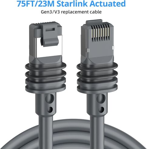 كابل Starlink gen 3، كابل تمديد بطول 150 قدم/46 متر لـ starlink V3، ملحقات سلك استبدال Star Link القياسية، كابل إيثرنت SL خارجي - رمادي in Saudi Arabia