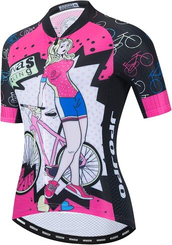 Cycling Jersey Women, Bike Short Sleeve Bicycle Shirt Tops with 4 Pockets Reflective S-3XL in Saudi Arabia