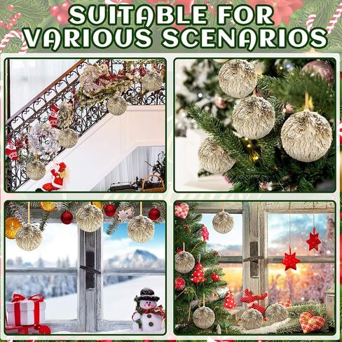 Syhood 4 Pcs Champagne Christmas Ball Ornaments 4 Inch Large Shatterproof Christmas Hanging Ornaments Gold Glitter Tube Shaped Balls for Xmas Tree Holiday Party Decorations in Saudi Arabia