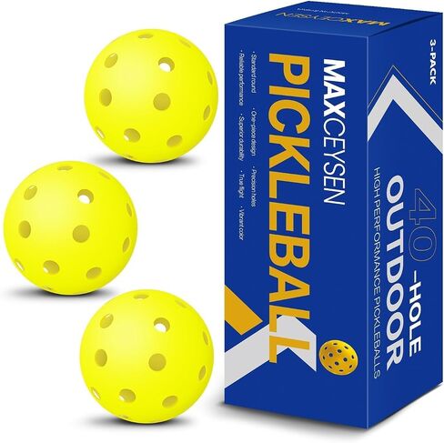 كرات Pickleball في الهواء الطلق 40 فتحة، 3 عبوات من 6 عبوات عالية الارتداد طويلة ومتينة، كرة رسمية عالية الوضوح، لون أصفر وأخضر ساطع in Saudi Arabia