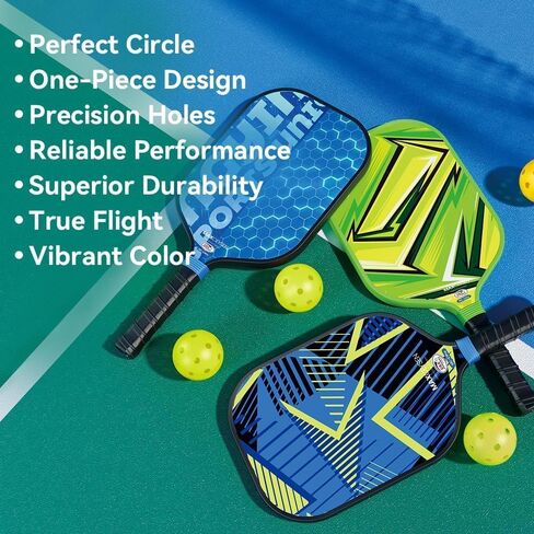 كرات Pickleball في الهواء الطلق 40 فتحة، 3 عبوات من 6 عبوات عالية الارتداد طويلة ومتينة، كرة رسمية عالية الوضوح، لون أصفر وأخضر ساطع in Saudi Arabia